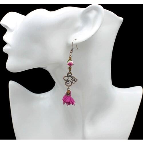 Vintage Dangle Earrings Women Simple Hollow Xiangyun Pattern Hanging Flower Long Pendant Earring Temperament Female Hook Brincos