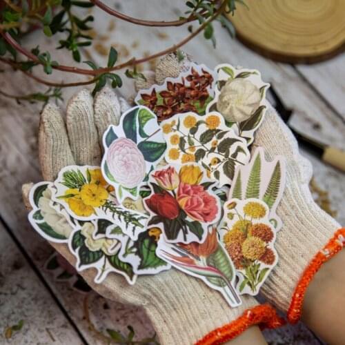 30Pcs/Bag Vintage Flower Collage INS Style Sticker Package DIY Diary Bullet Journal Decoration Sticker Album Scrapbooking