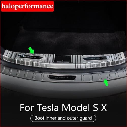 Stainless steel trunk inner guard For Tesla Model S Accessories Inner Rear Bumper Guard Plate Cover Trim for tesla model x 2020
