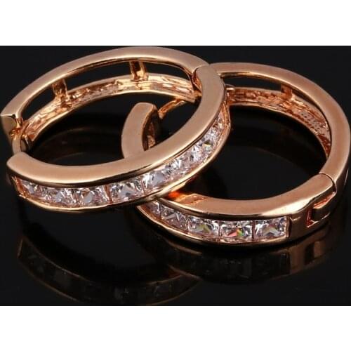 ZOSHI Brand New 2019 Hollow Huggie Ear Piercing Gold Hoop Earring for Women Gold-color Earing White CZ Wedding Jewelry