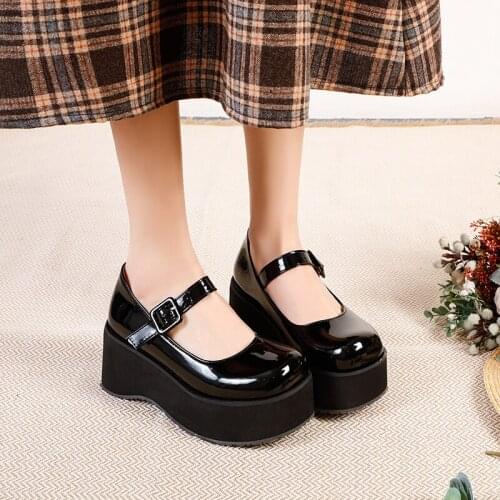 2021 New Spring Mary Janes Platform Shoes Women Round Head Black Waterproof Chunk Heels Womens Pumps Working Casual Shoes