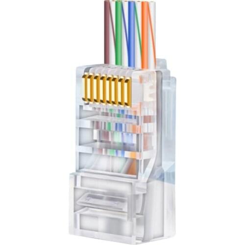 100PCS Cat6 8P8C RJ45 Modular Socket For Cat6 LAN Network High Quality RJ45 Ethernet Cable Plugs Modular Adapter Connectors