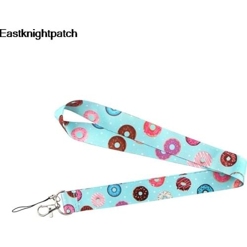 12pcs/lot Sweet Donut Multifunction lanyard for mobile phone key in necklace card holder webbing ribbons keychain keyring E0868