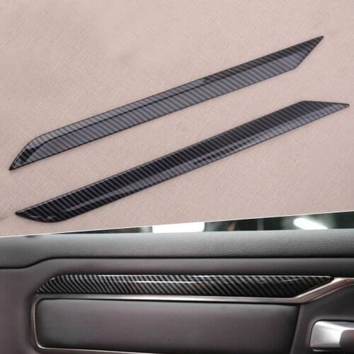 2Pcs Car Interior Door Strip Trim Cover Decoration ABS Fit for Dodge Ram 1500 2019 2020 Carbon Fiber Style Accessories