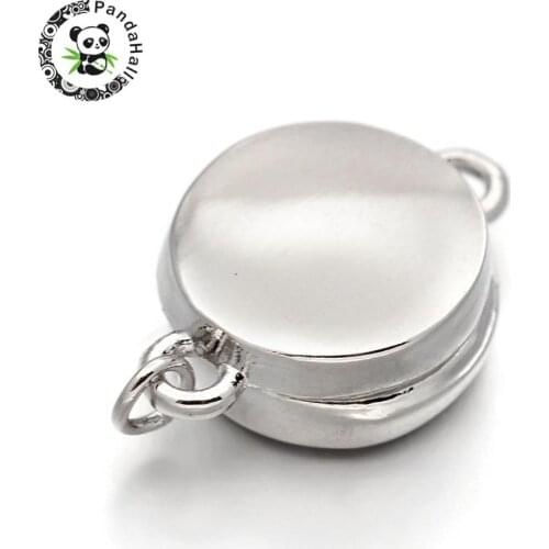 20Sets 18x12x6mm rack plating alloy flat round magnetic clasps necklace bracelet making findings, Metal, hole: 1mm