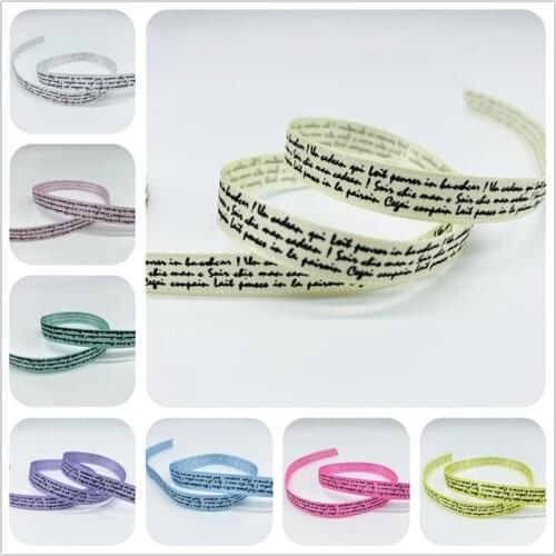 5yards 10MM Polyester Ribbon Printing Text Satin Ribbon For Hair Bow Party Christmas Wedding Decoration DIY Gift Wrapping