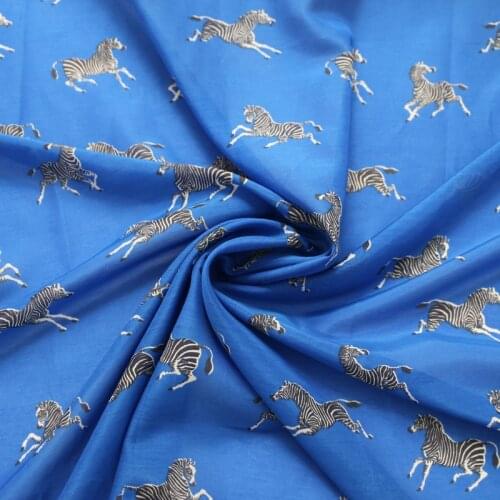 50cm*135cm Royal Blue Zebra Silk Cotton Fabric Gauze Material For Lining
