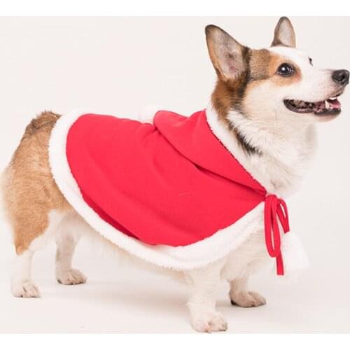 Pet Dog Cat Costume Christmas Red Hat Cloak Disguise Clothes Clothing Outfit Hat Cosplay Featival Suit Funny Pet Accessory Decor