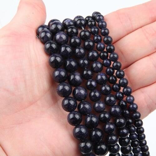15'' Natural Blue Stone Beads Round Loose Beads Stones for Jewelry Making Necklace Findings DIY Bracelet Handmade 4 6 8 10 mm