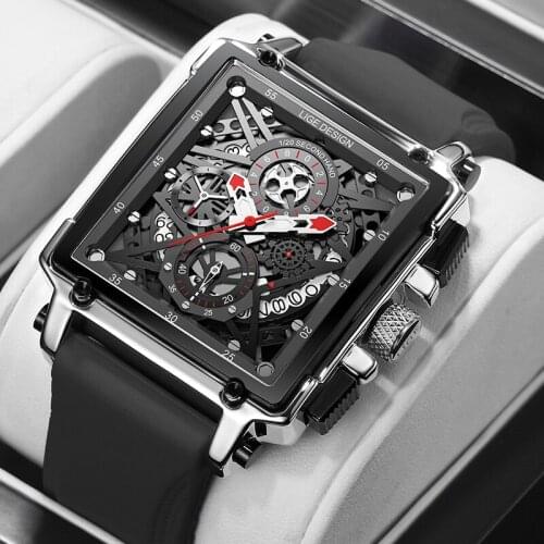LIGE 2021 New Men Watches Top Brand Luxury Waterproof Quartz Square Watch For Men Date Sport Hollow Clock Male Relogio Masculino