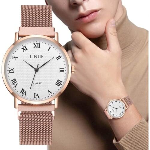 Couple Magnet Buckle Watches Lovers Fashion Unique Design Women Men Casual Watch Valentine Day Quartz Dress Gift Clocks Parejas