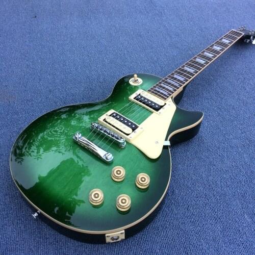 Tiger Flame guitar electric guitar in Green , Cream edge binding,chrome-plated hardware,tone-pro bridge,free shipping