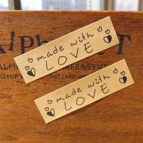 Hot Sale 200pcs Kraft Sealing Stickers Made with Love Kraft Crafts Hand Made Labels Packaging Point Sticker Party Decoration