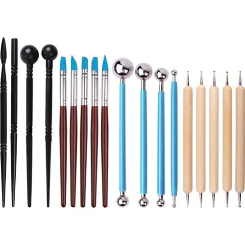 18PCS Polymer Clay Tools, Modeling Clay Sculpting Tools, Dotting Tools, Ball Stylus, Rubber Tips, Ceramic Clay Tools