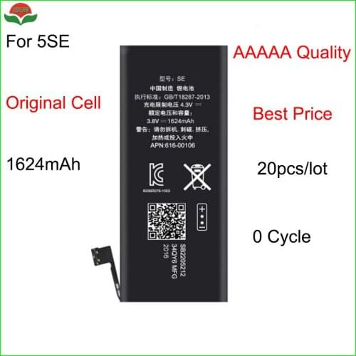 ISUN 20pcs/lot original quality 0 Cycle brand new 1624mAh Li-ion internal battery for iphone 5SE battery replacement