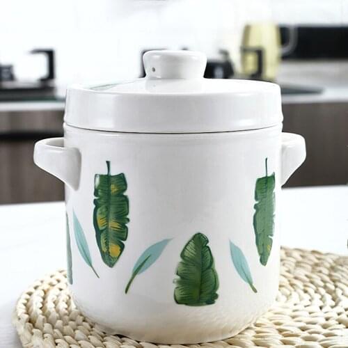 Ceramic Stew Pot Double Cover Tableware Cooking Utensils 600ML Dessert Large Bowl Steamer Soup Cup Household Kitchen Supplies