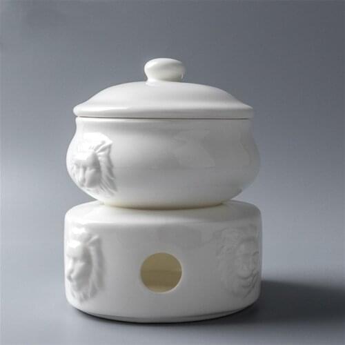 Ceramic tableware Can be heated Lion head cup Stew cup White simplicity Chinese style 3.5 inches Color glaze Kitchen supplies