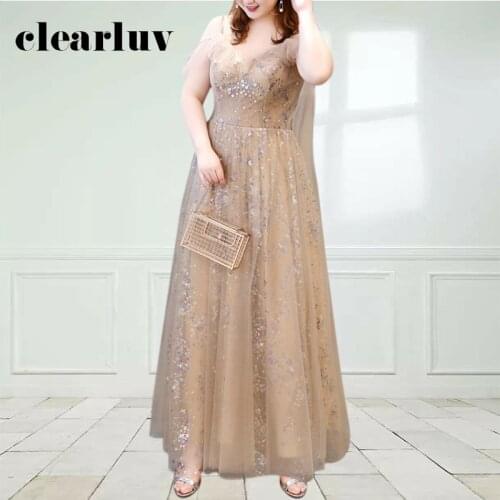 Brown A-Line Evening Dress DR1114 Plus Size Women Party Dresses Sparkling Sequin Vestidos De Fiesta Spaghetti Strap Formal Gowns