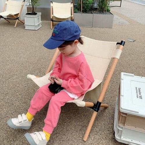 2021 Korea style girls boys 2 pcs set sweatshirt+long pants autumn cotton kids suit 2-8 years WU949