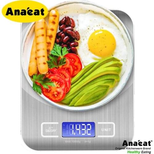 ANAEAT 5KG/ Kitchen Scale Stainless Steel Weighing Scale Food Diet Postal Balance Measuring Tool LCD Electronic Scales