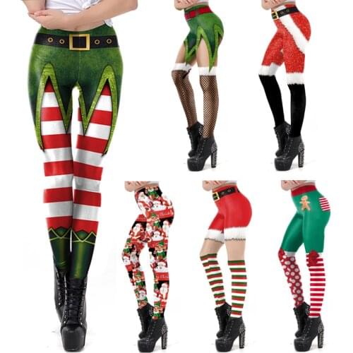 VIP FASHION New Stripe Capri Leggings Womens High Waisted Workout Christmas Seamless Leggins Printed Fitness Leggings