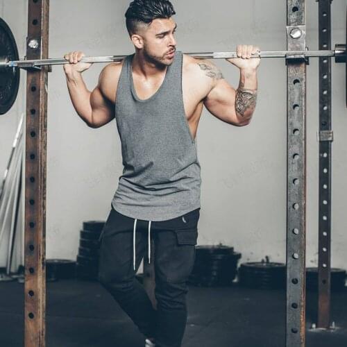 Mens tank cotton bodybuilding fitness V-neck sports bottoming shirt mens jogging solid color leisure sports tee vest tank