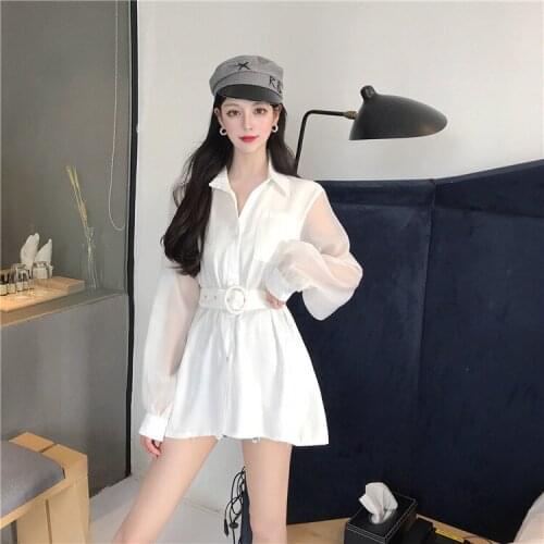 Belted Celmia Fashion Women Tops and Blouses Vintage Lantern Sleeve Shirts Tunic Casual Loose White Elegant OL Work Blusas