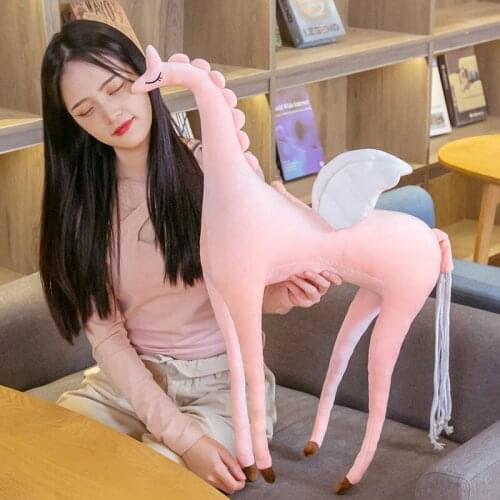 Stuffed Unicorn Plush Toy Elegant Pink Unicorn Doll Angel unicorn Flying Horse Doll Stuffed Animal Appease Doll For Girl Gifts