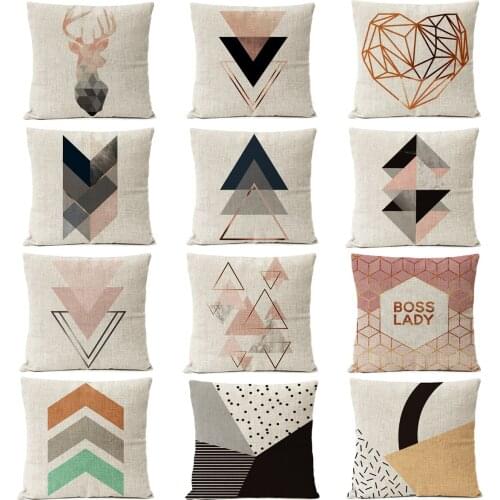 Nordic Deer Geometric Pillow Case Cover Gold Geometry Home Decorative Throw Pillows sofa Cushion Covers 50*50cm