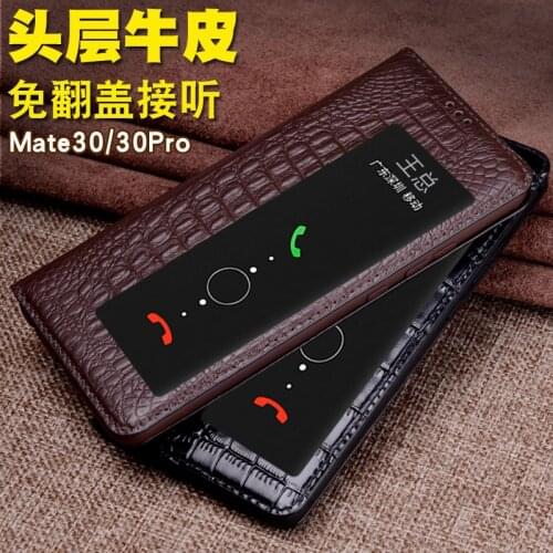 Hot New Luxury Genuine Cow Leather Magnetic Window Flip Cover Mobile Phone Book Case For Huawei Mate 30 Pro Phone Cases Funda