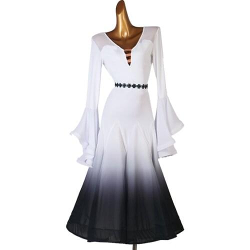 Modern Ballroom Dance Competition Dress For Women Long Sleeve Customized Clothing Waltz Dance Stage Performance Clothes DQL5857