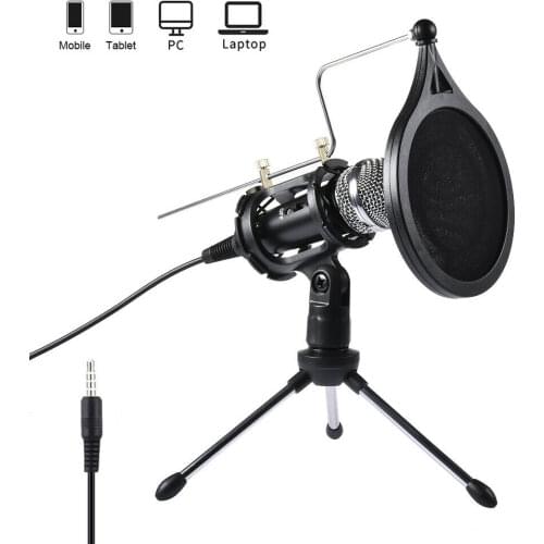 Professional Home Live Studio Condenser Microphone Vocal Recording Mic Stand Kit for Computer Phone