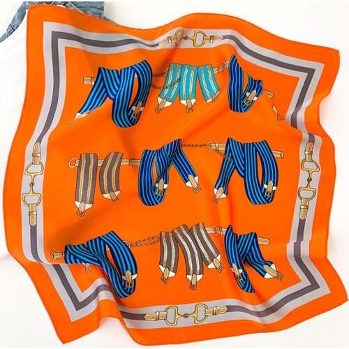 Luxury 100% Silk Scarf Unisex Man Women Fashion Kerchief Bandana Belt Print Neck Hair Bag Headband Headscarf 53*53cm