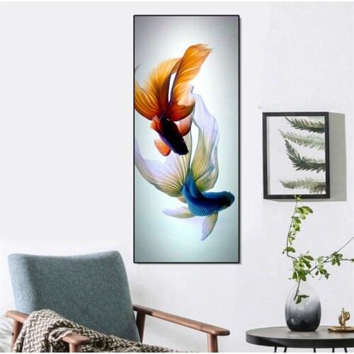 Fish 5D Full Drill Diamond Painting Embroidery Cross Stitch Kits DIY Rhinestone Crystal Home Decoration