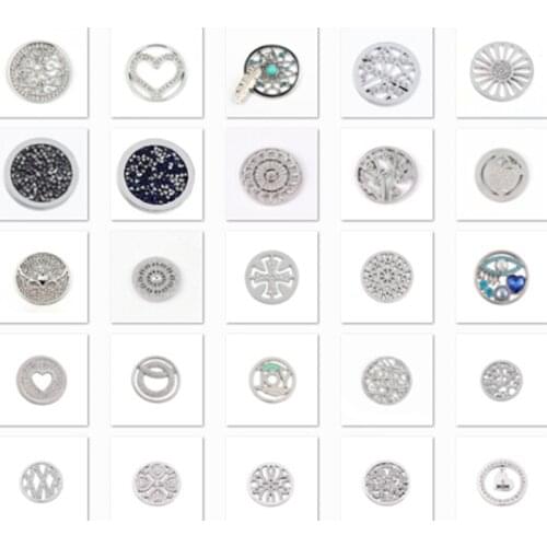 Cheapest 33MM Silver Plated Disc Coin for 35mm Frame Pendant My Coin Holder Locket Jewelry Design Mixed 50pcs/lot