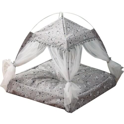 Breathable Summer Pet Tent Folding Pets Bed Detachable Washable Anti-mosquitos Tent For Small Pet Cat Princess House Nest