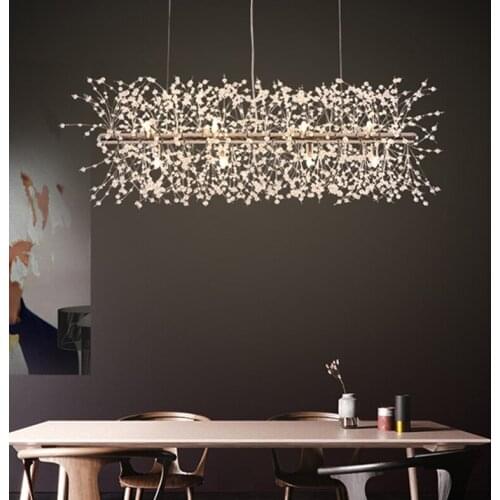 LED Modern Crystal Pendant Lights Fixture European Romantic Flower Dandelion Hanging Lamps Shopping Mall Hotel Dining Room Light
