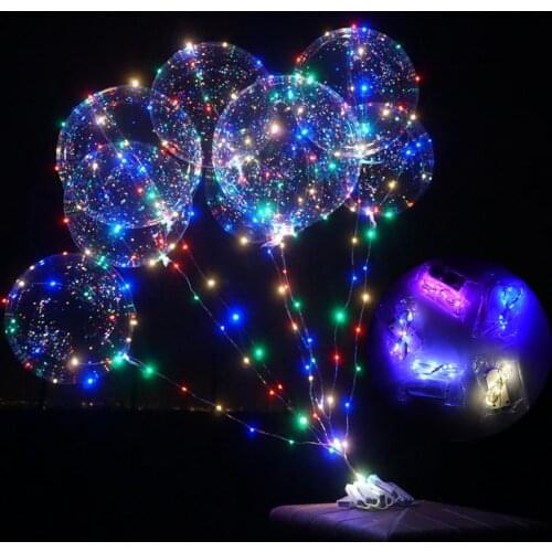 LED Light Up Bobo Balloons Party Decorative Fillable Transparent Balloons with Helium Globes Wedding Birthday Decor table ballon