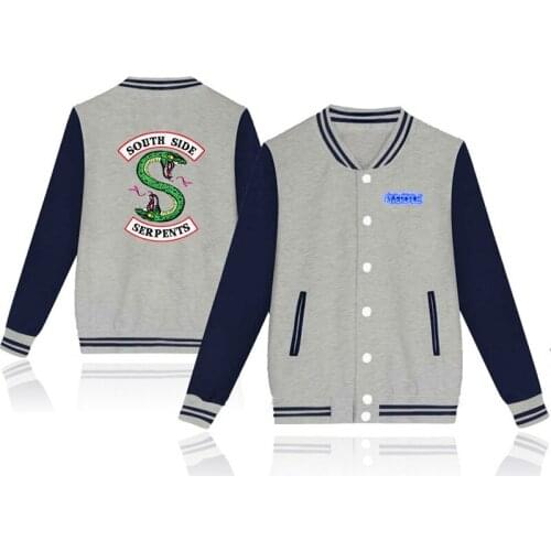 South Side Serpents Riverdale Hoodie Sweatshirt Men Women Baseball Uniform Hoodies Cardigan Jacket Tops Casual Printing Coats
