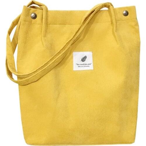 Corduroy women shoulder bag Ladies Handbags Cloth Tote Bag Cotton Shopping Travel Eco Reusable Shoulder Bag Shopper Bags