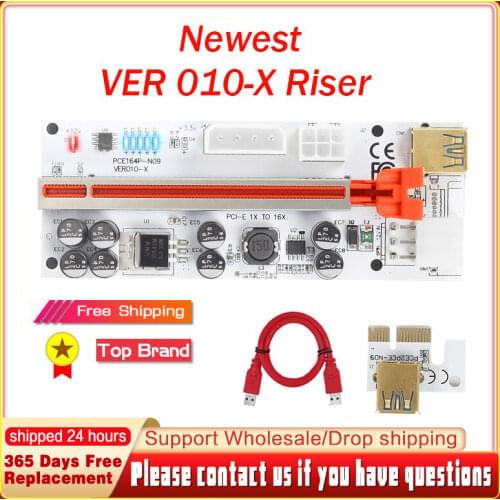 1-6PCS VER010-X Riser For Video Card VER010 USB 3.0 PCI-E Riser 1X X16 Extender PCI-E Riser Card For Mining Express Cable Riser