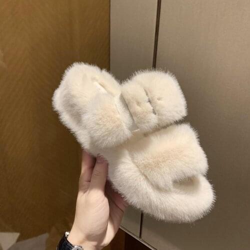 Thick Bottom Fluffy Slippers Womens Wedge 2020 New Winter Fashion Korean Style Home Wear Internet Celebrity Fur Cotton Slippers