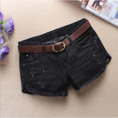 S/3Xl Womens Skull Printing Deim Shorts Ripped Casual Large Size Holes Short Students Female Jeans Shorts Without Belt J2426