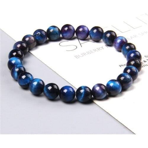 High Quality Colorful Tiger Eye Stone Bracelet 8mm Natural Stone Beaded Charm Buddha Bracelet Bangles for Women Men Yoga Jewelry