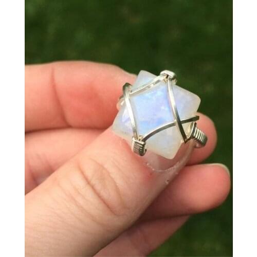 Women Fashion 925 Sterling Silver Ring Elegant Unique Natural Moonstone Jewelry Wedding Engagement Party Ring Size 5-11