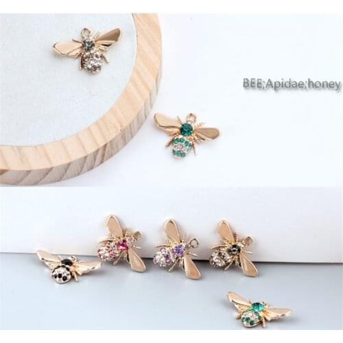 10 BULK Crystal Bee Charm Bumble Bee Charm Bug Pendant 21*29MM Rhinestone HoneyBee Charm JI38DBX45