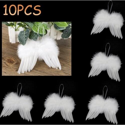 10pcs White Vintage Feather Wing Lovely Chic Angel Christmas Tree Decoration Hanging Ornament Home/party/wedding Ornaments