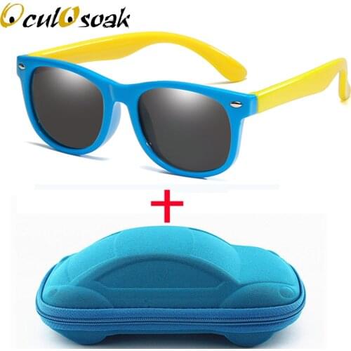 2019 New Mirror Kids Sunglasses with Case Boys Girls Polarized Silicone Safety Sun Glasses Gift For Children Baby UV400 Gafas