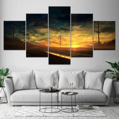 5 pieces Modular ramed Wall Art Picture Gift Home Decoration Canvas Print painting beautiful sea sunset Artwork wholesale