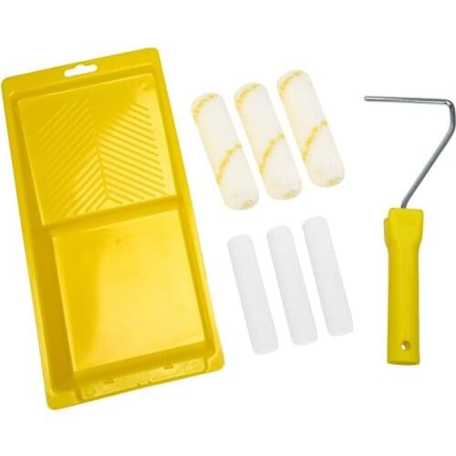 8Pcs Foam Paint Roller Tray Set 4-Inch Mini Roller Cover Refills for Wall Bathtub Paint Refinishing Sponge Roller Kit